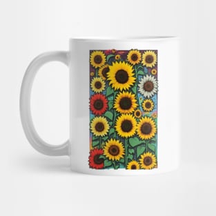 Sunflower Flora Positive Minimalist Vintage Retro Mug